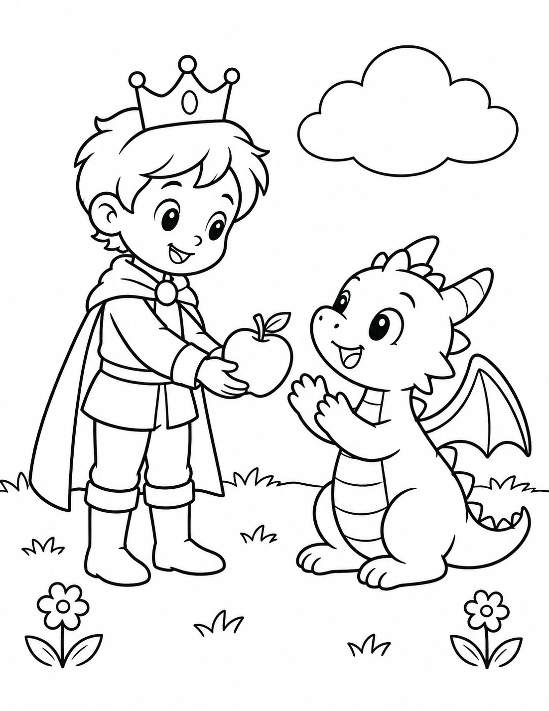 Prinz und drache ausmalbild zum Ausmalen