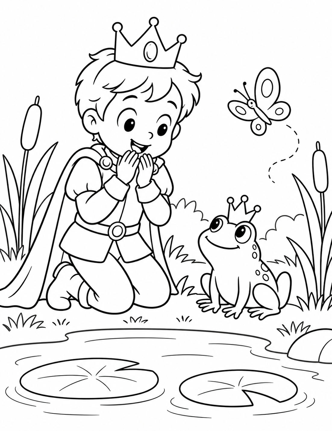 Prinz und frosch ausmalbild zum Ausmalen