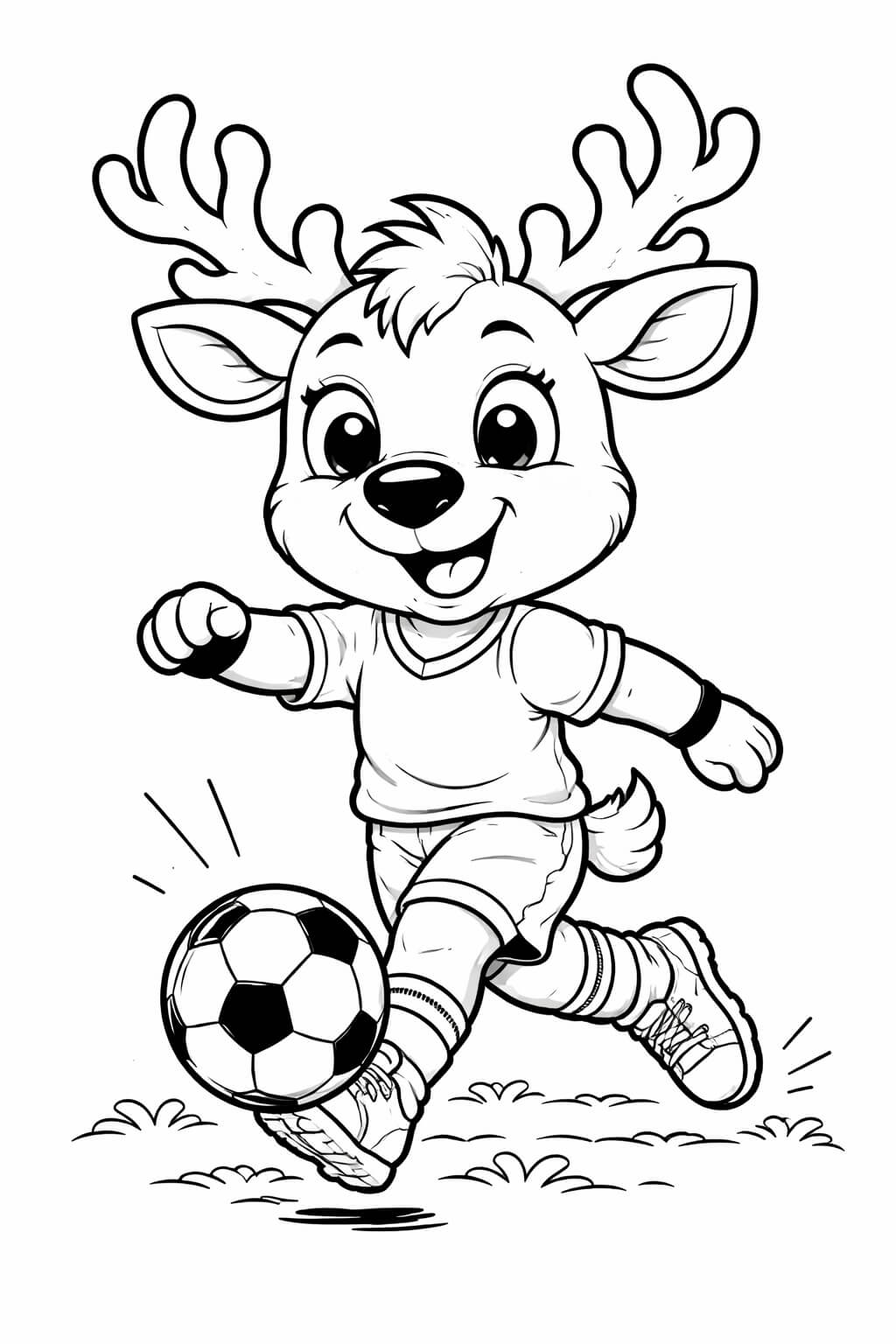 Rentier spielt fussball ausmalbild zum Ausmalen