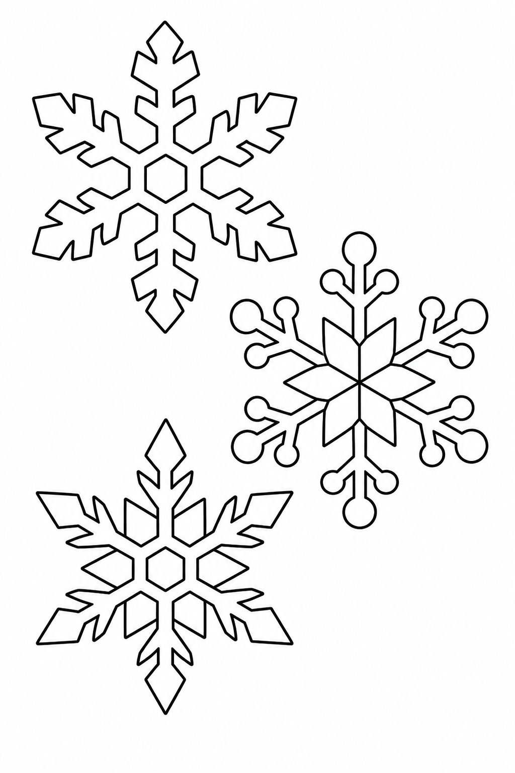 Drei schneeflocken ausmalbild zum Ausmalen