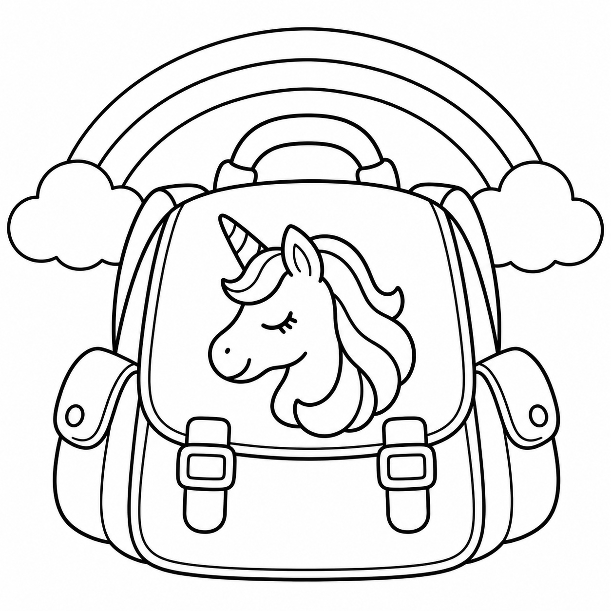 Schulranzen mit einhorn ausmalbild zum Ausmalen