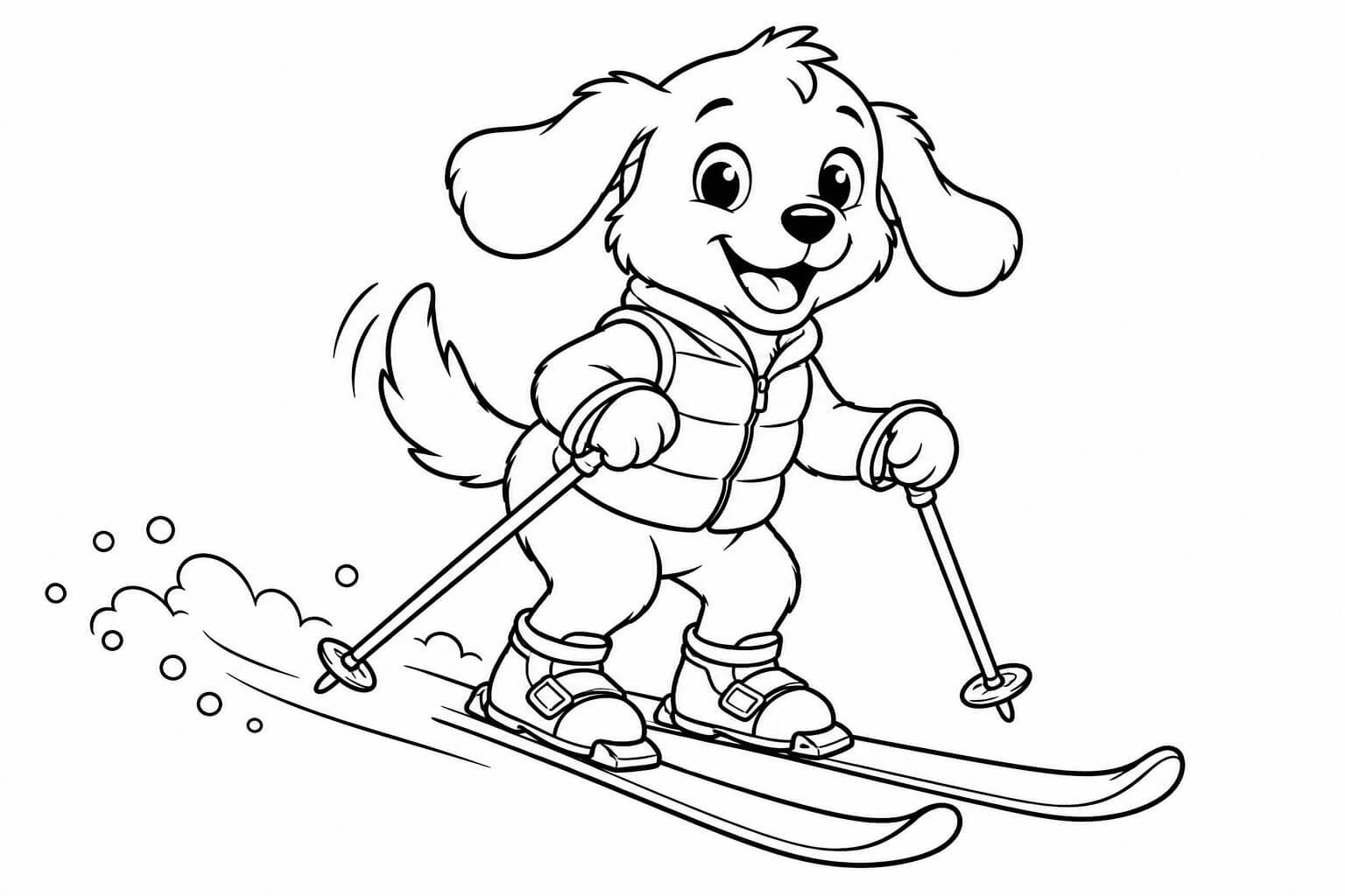Hund beim skifahren ausmalbild zum Ausmalen