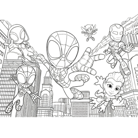 Spidey und andere charaktere ausmalbild zum Ausmalen