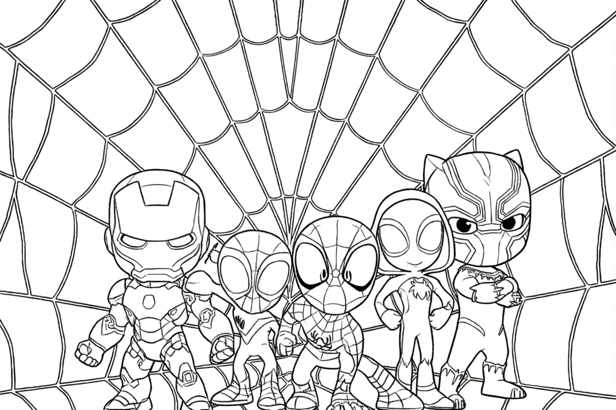 Spidey und seine neuen freunde ausmalbild zum Ausmalen