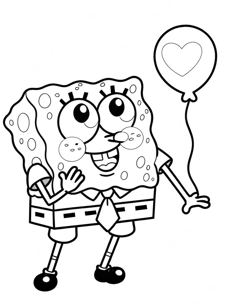 Spongebob mit ballon ausmalbild zum Ausmalen