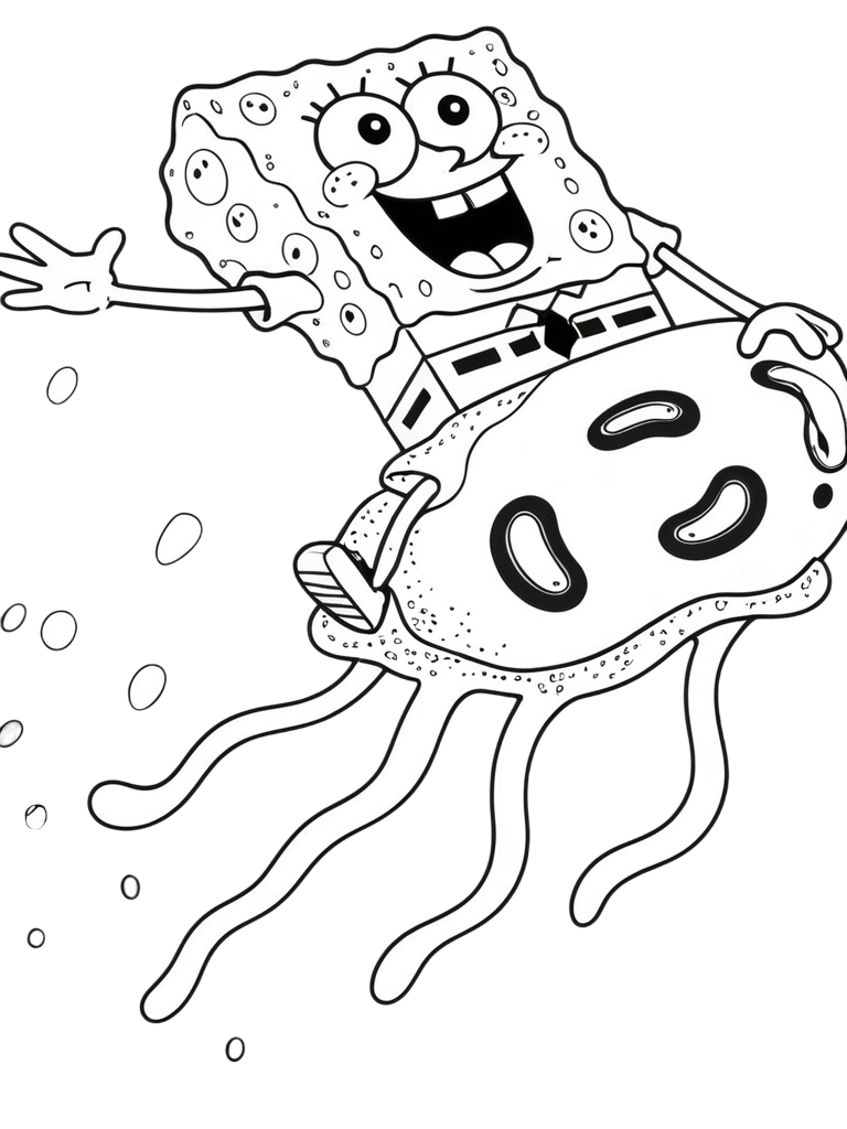 Spongebob mit qualle ausmalbild zum Ausmalen