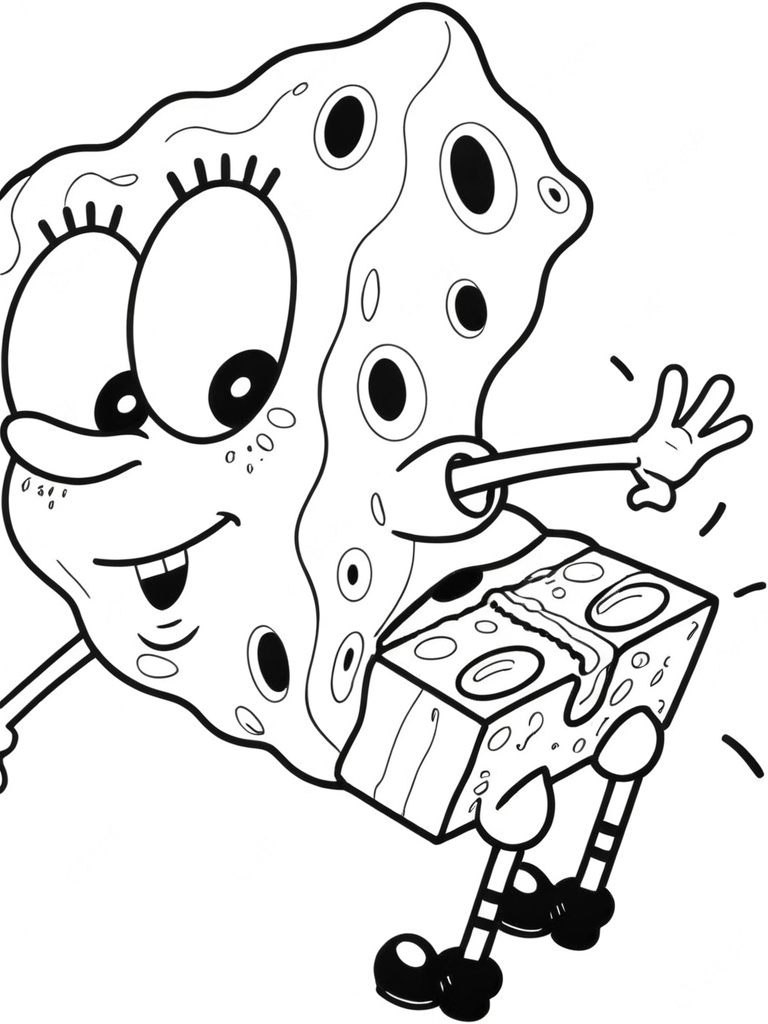 Spongebob mit zerrissener hose ausmalbild zum Ausmalen