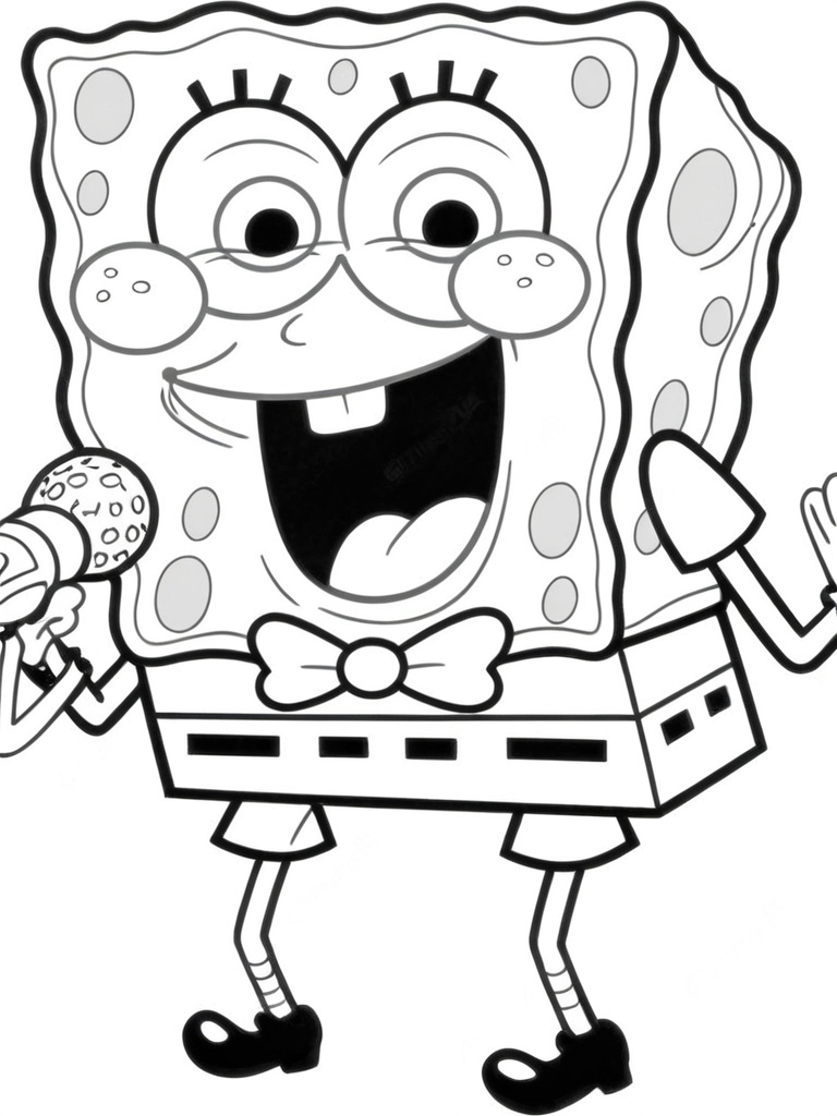 Spongebob singend ausmalbild zum Ausmalen