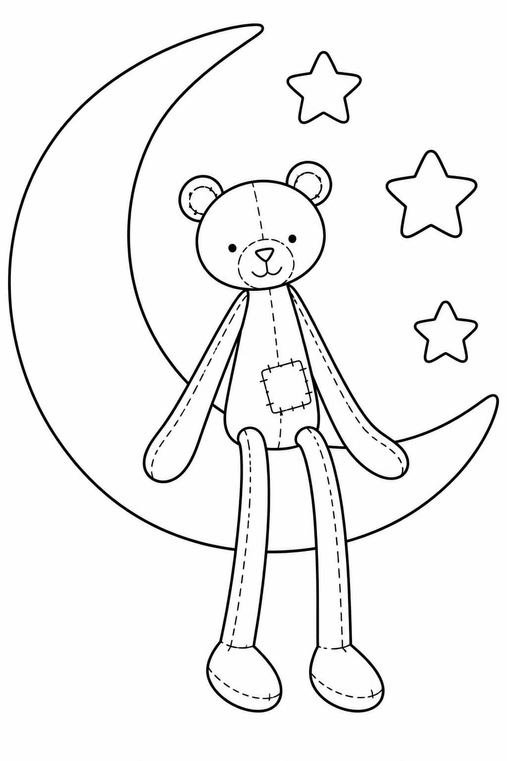 Teddybaer auf dem mond ausmalbild zum Ausmalen