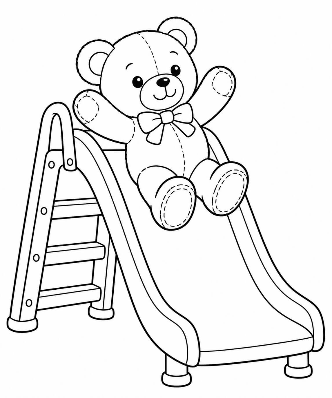 Teddybaer auf der rutsche ausmalbild zum Ausmalen
