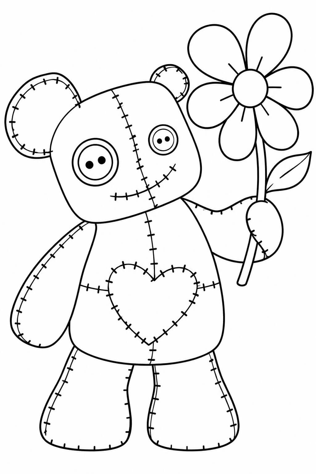 Teddybaer mit blume ausmalbild zum Ausmalen