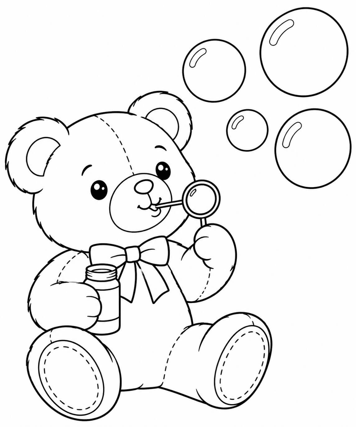 Teddybaer mit seifenblasen ausmalbild zum Ausmalen