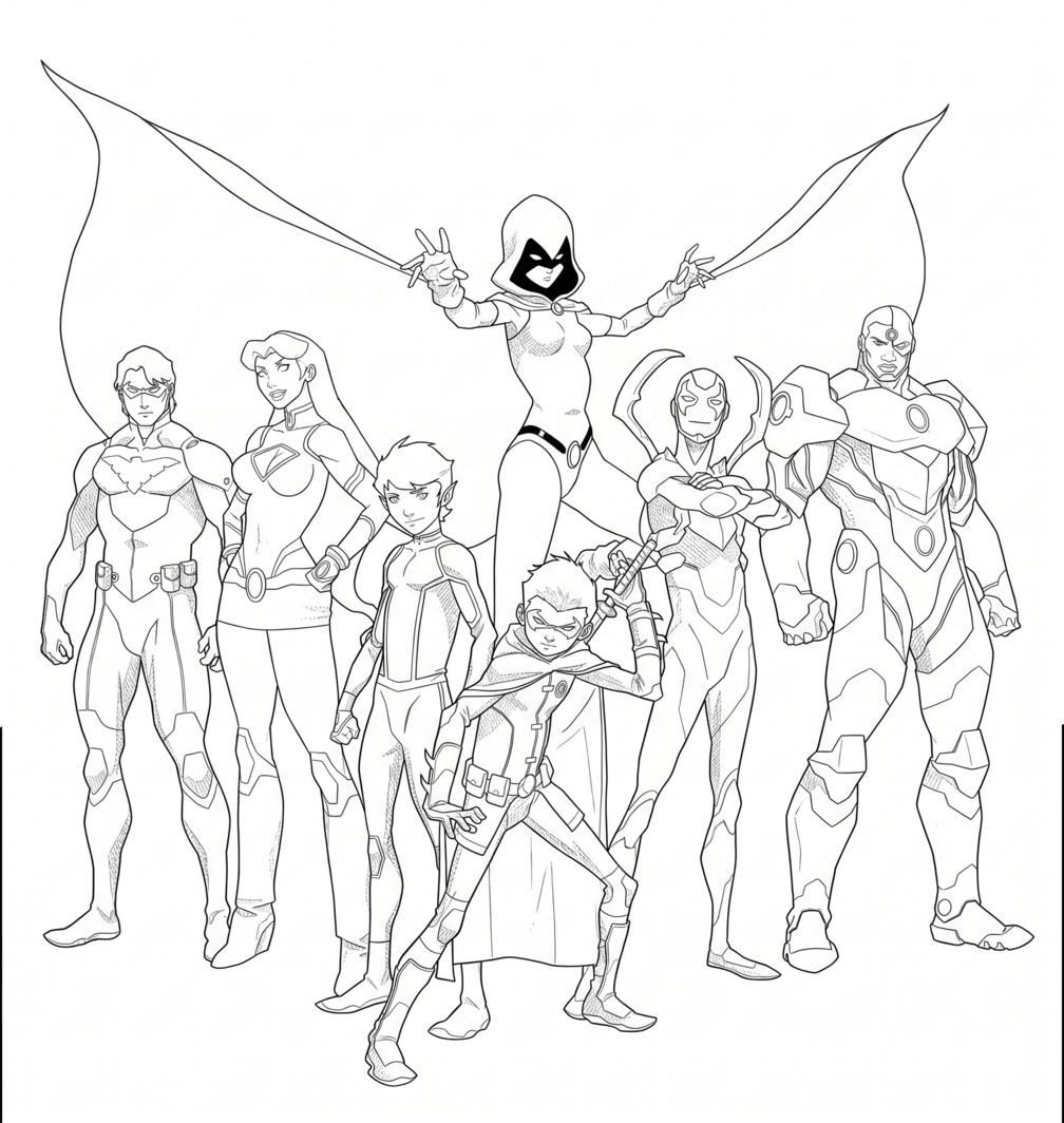 Teen titans comics ausmalbild zum Ausmalen