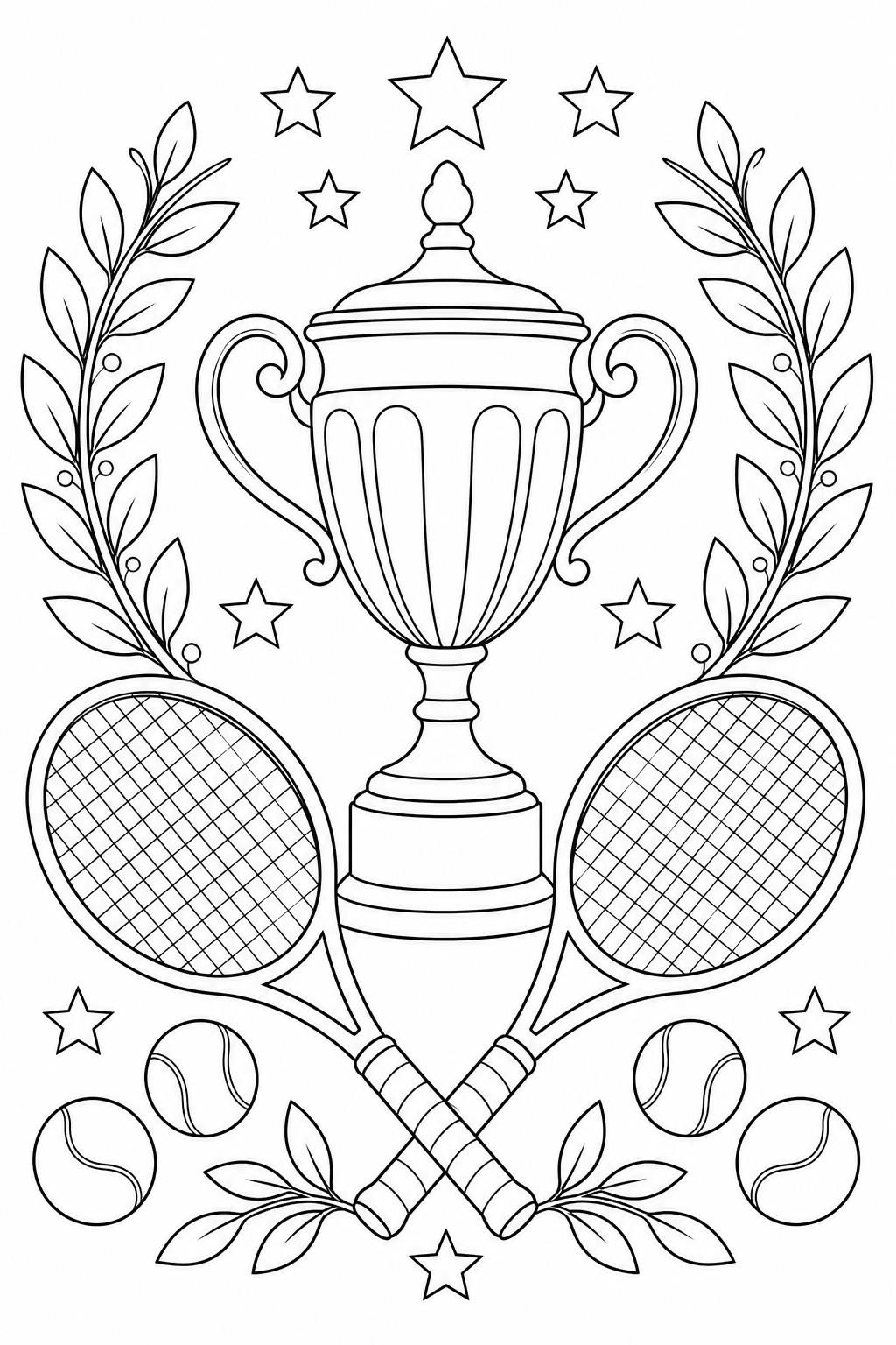Tennispokal ausmalbild zum Ausmalen