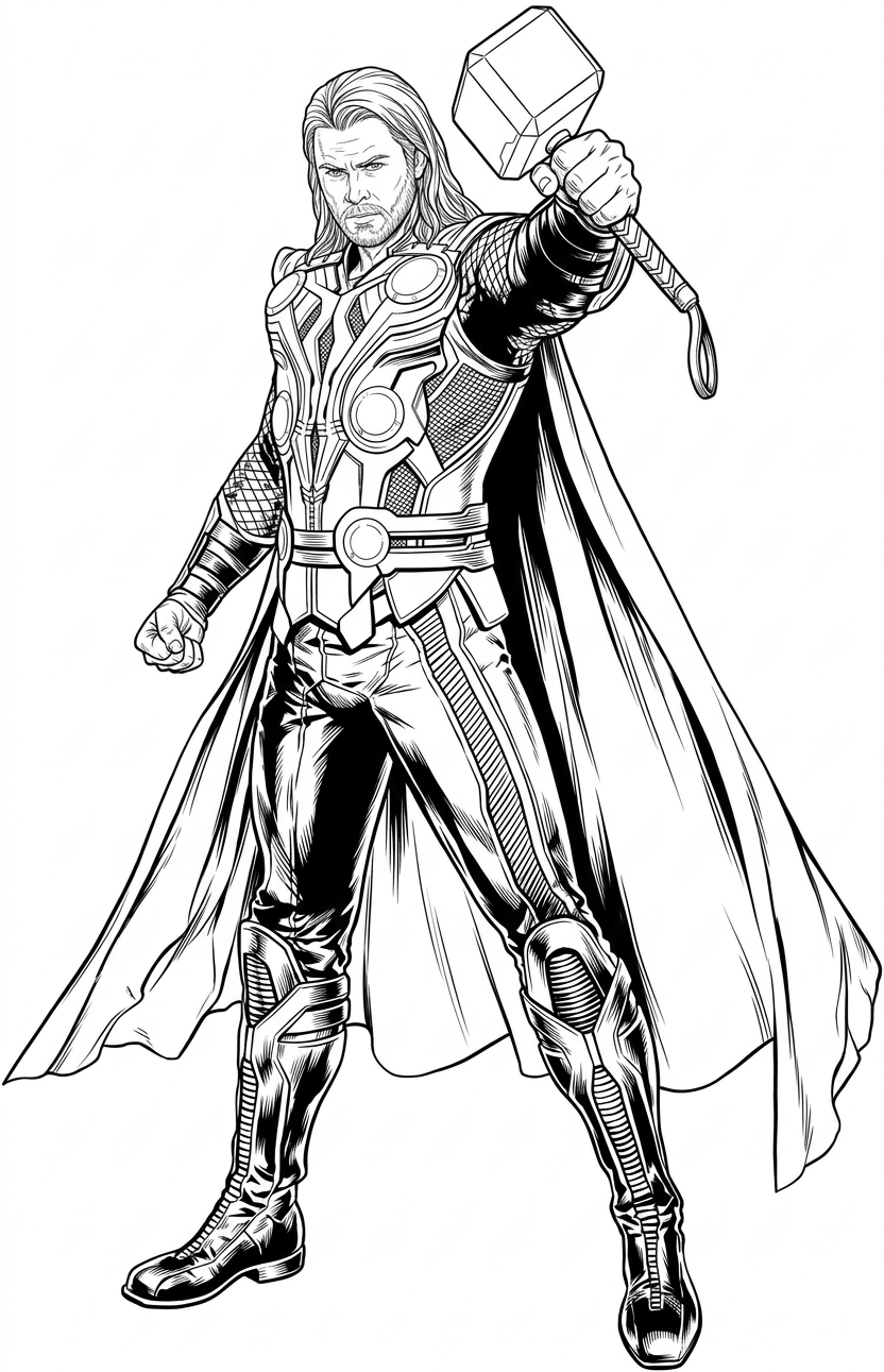 Realistischer thor ausmalbild zum Ausmalen