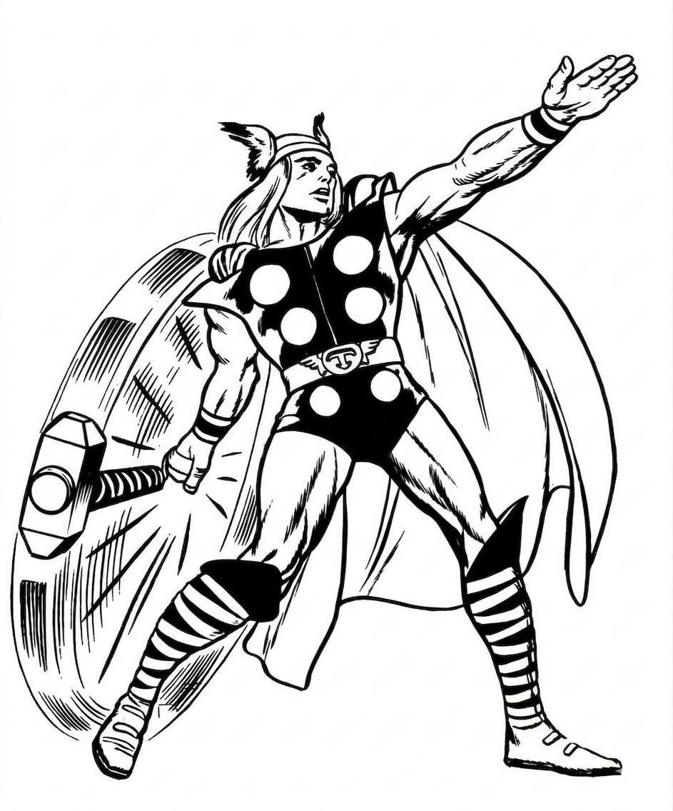 Thor bereitet angriff vor ausmalbild zum Ausmalen