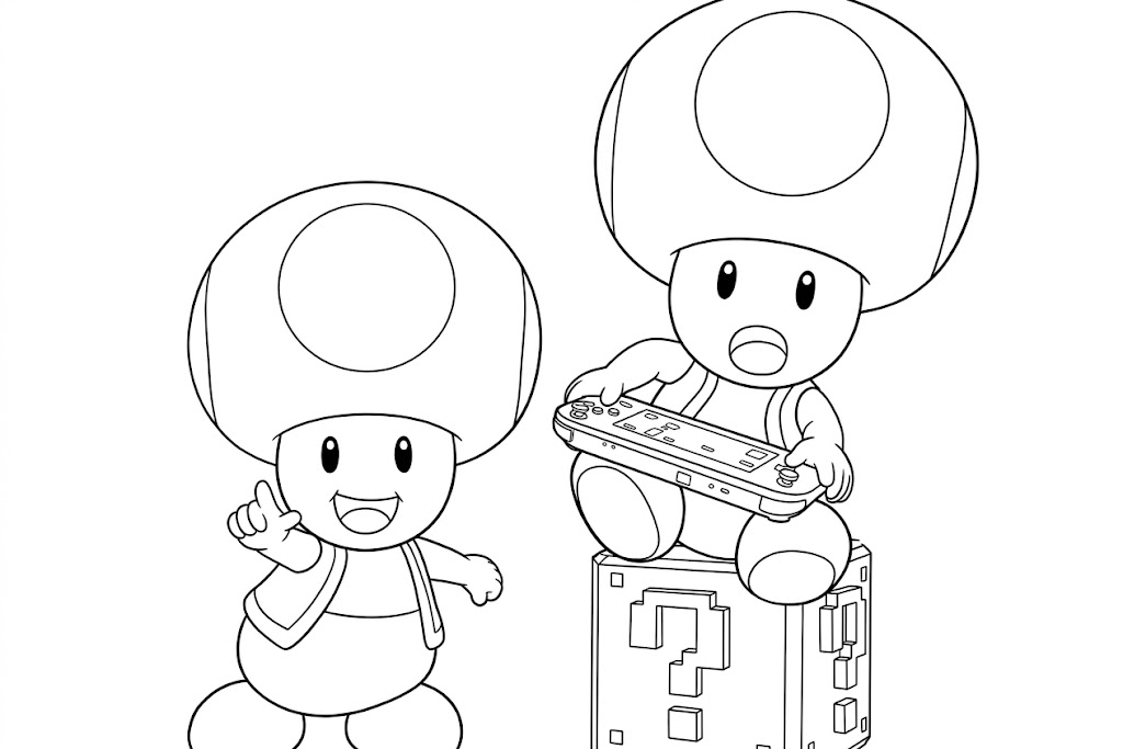 Gelber und blauer toad ausmalbild zum Ausmalen