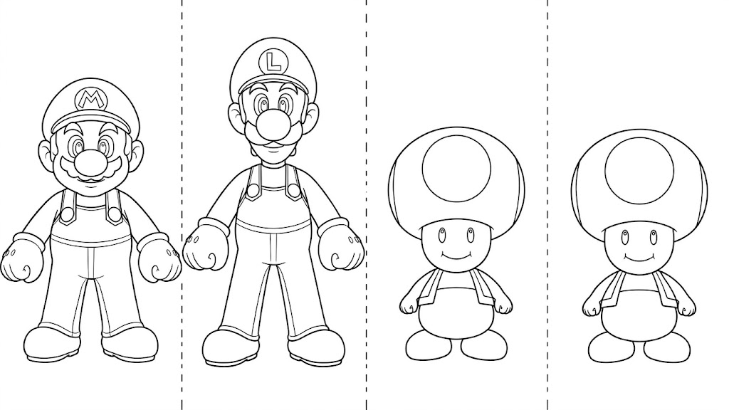 Mario luigi und toads ausmalbild zum Ausmalen