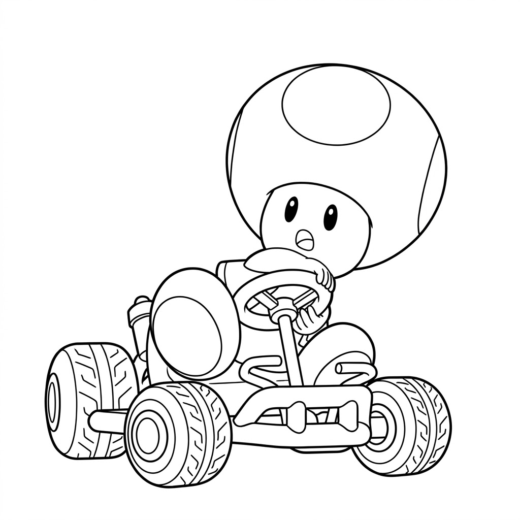 Toad am steuer im mario kart ausmalbild zum Ausmalen