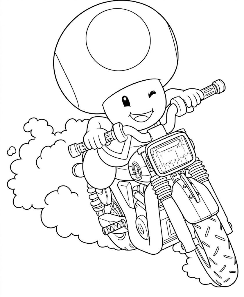 Toad auf dem motorrad ausmalbild zum Ausmalen