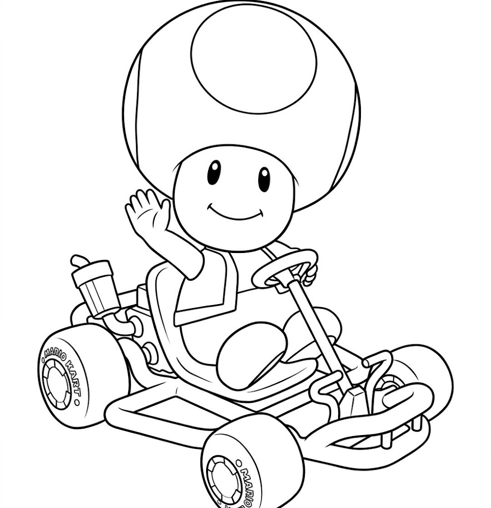 Toad im mario kart ausmalbild zum Ausmalen