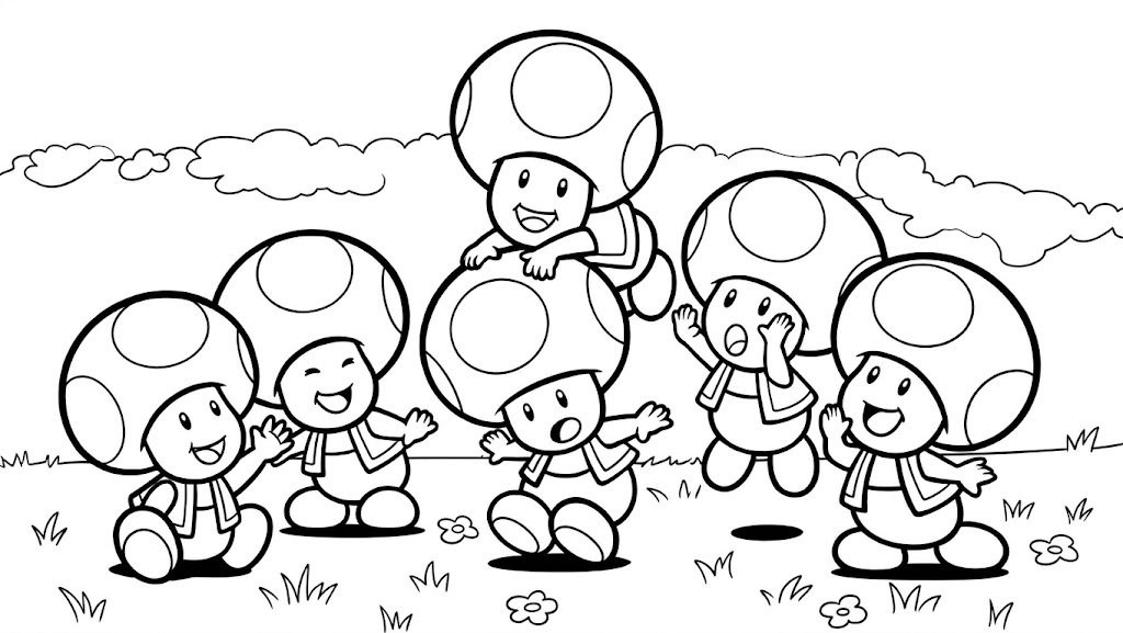 Toads beim picknick ausmalbild zum Ausmalen