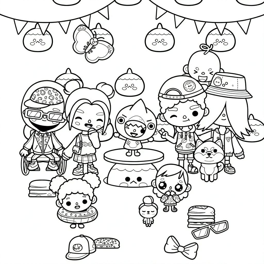 Toca boca party ausmalbild zum Ausmalen