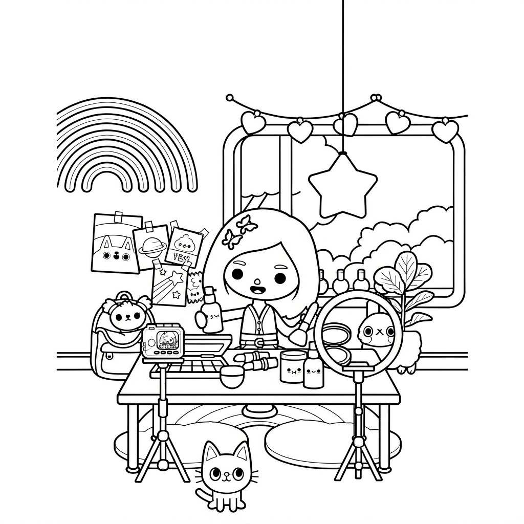 Toca boca schminktisch ausmalbild zum Ausmalen
