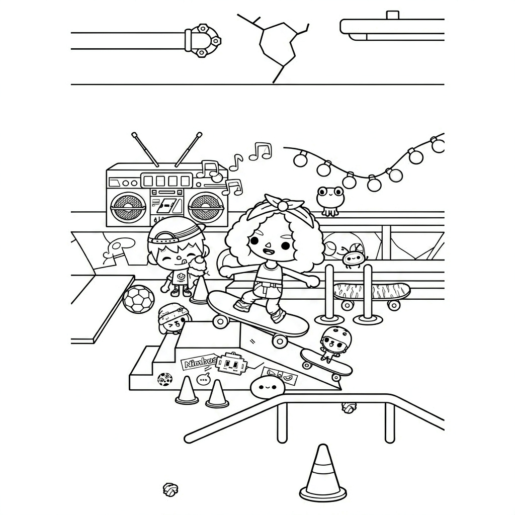 Toca boca skateboard ausmalbild zum Ausmalen