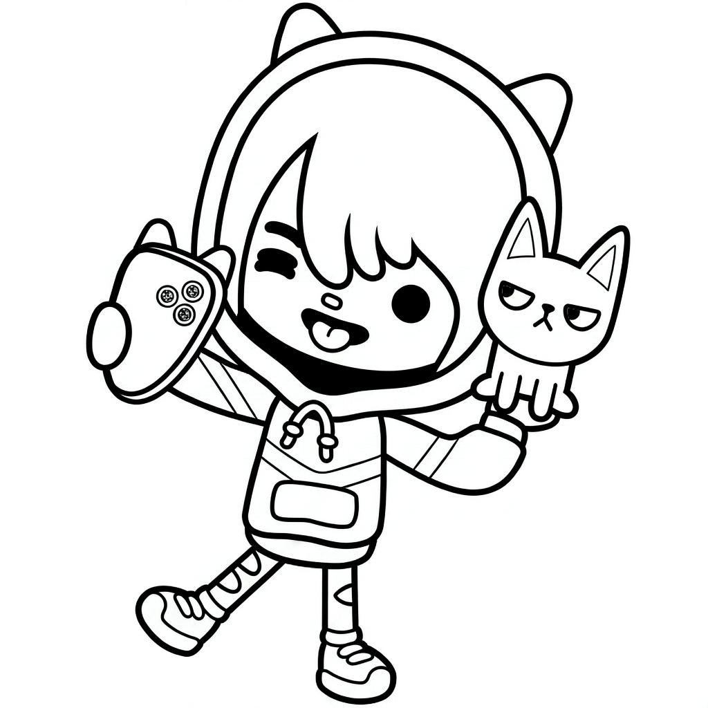 Toca boca zeke mit katze ausmalbild zum Ausmalen