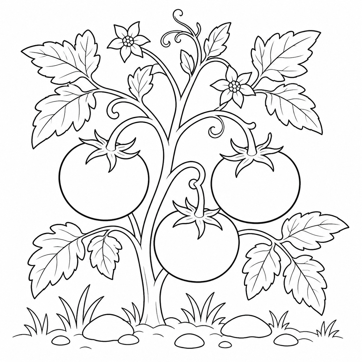 Tomaten am strauch ausmalbild zum Ausmalen