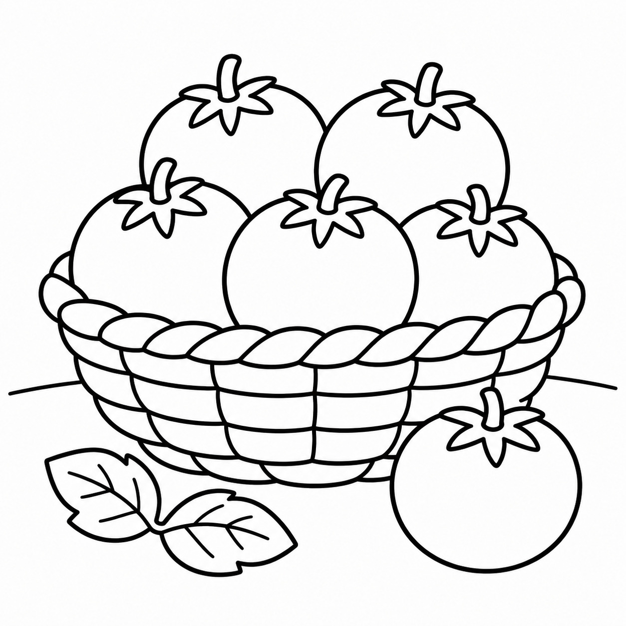 Tomaten im korb ausmalbild zum Ausmalen