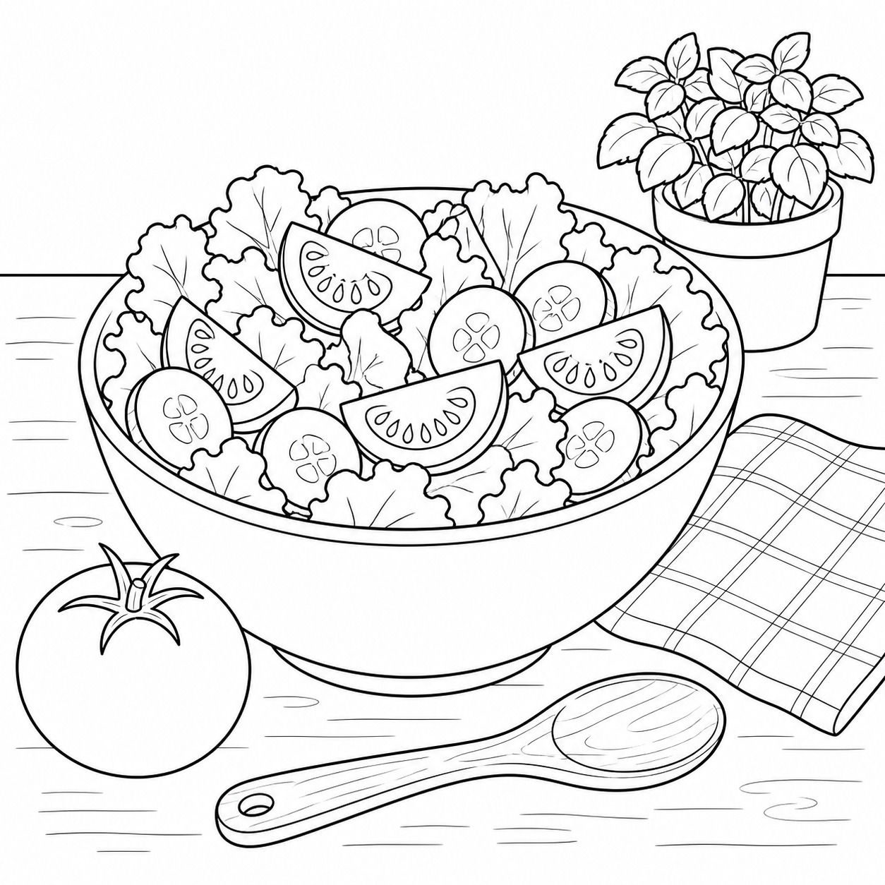 Tomatensalat ausmalbild zum Ausmalen