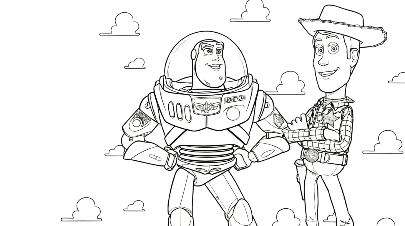 Buzz und woody toy story ausmalbild zum Ausmalen