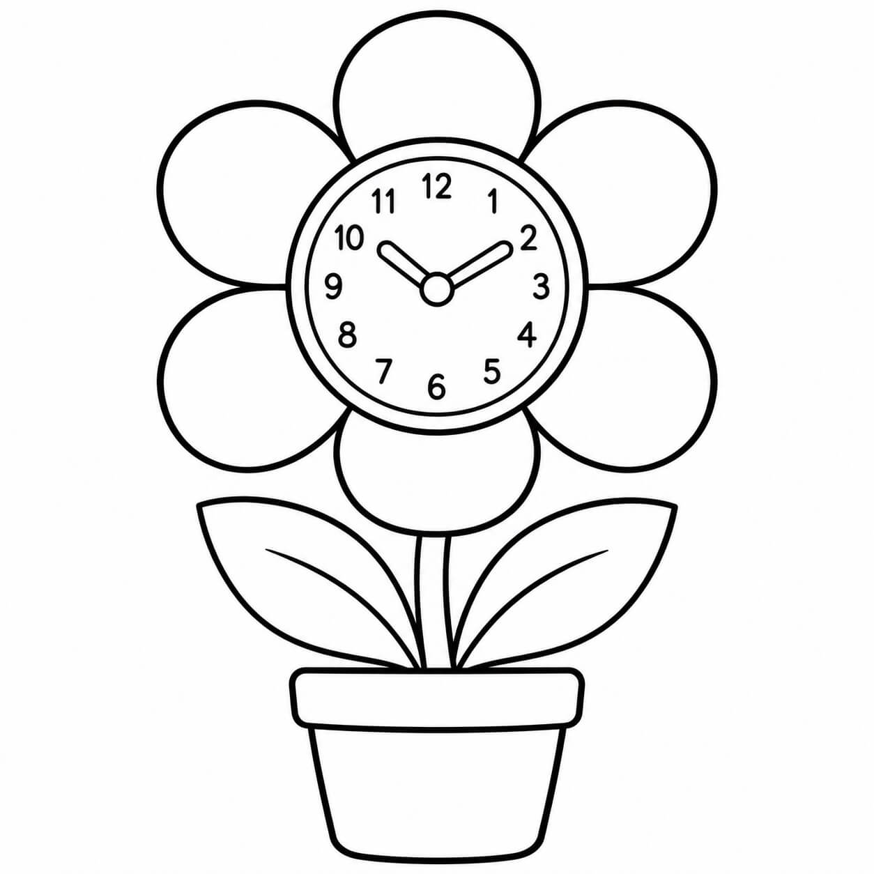 Blumenuhr ausmalbild zum Ausmalen
