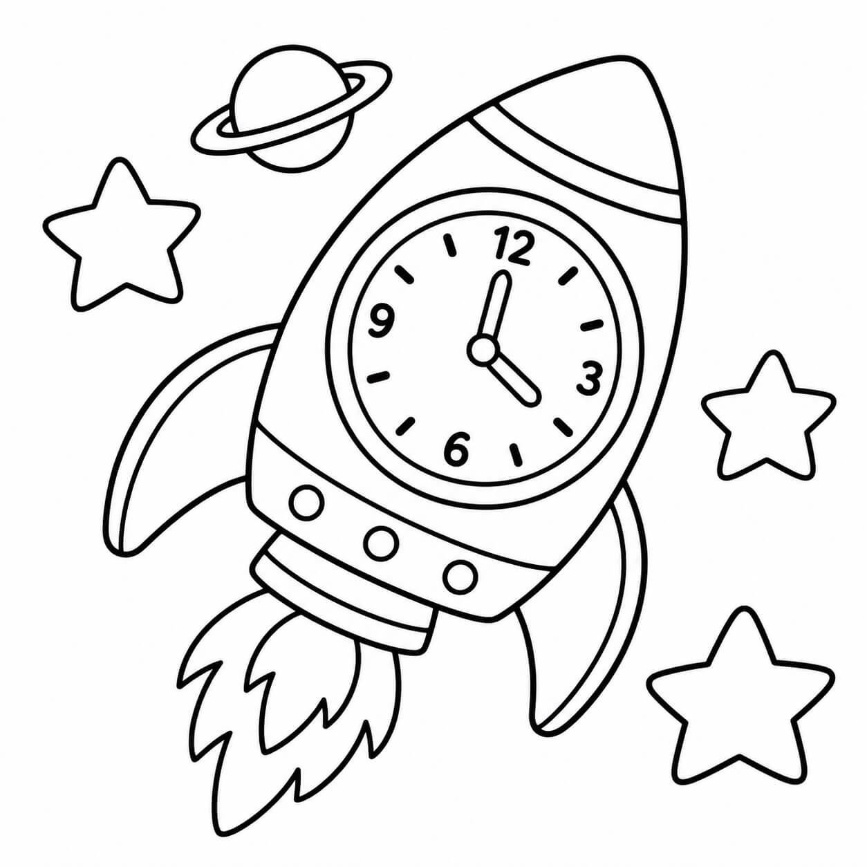 Raketenuhr ausmalbild zum Ausmalen