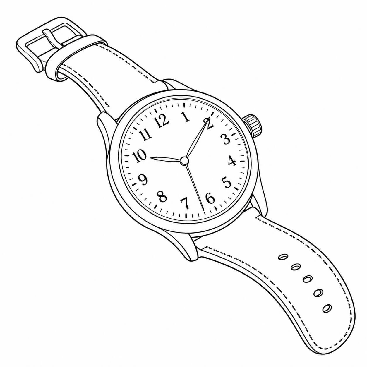 Realistische armbanduhr ausmalbild zum Ausmalen