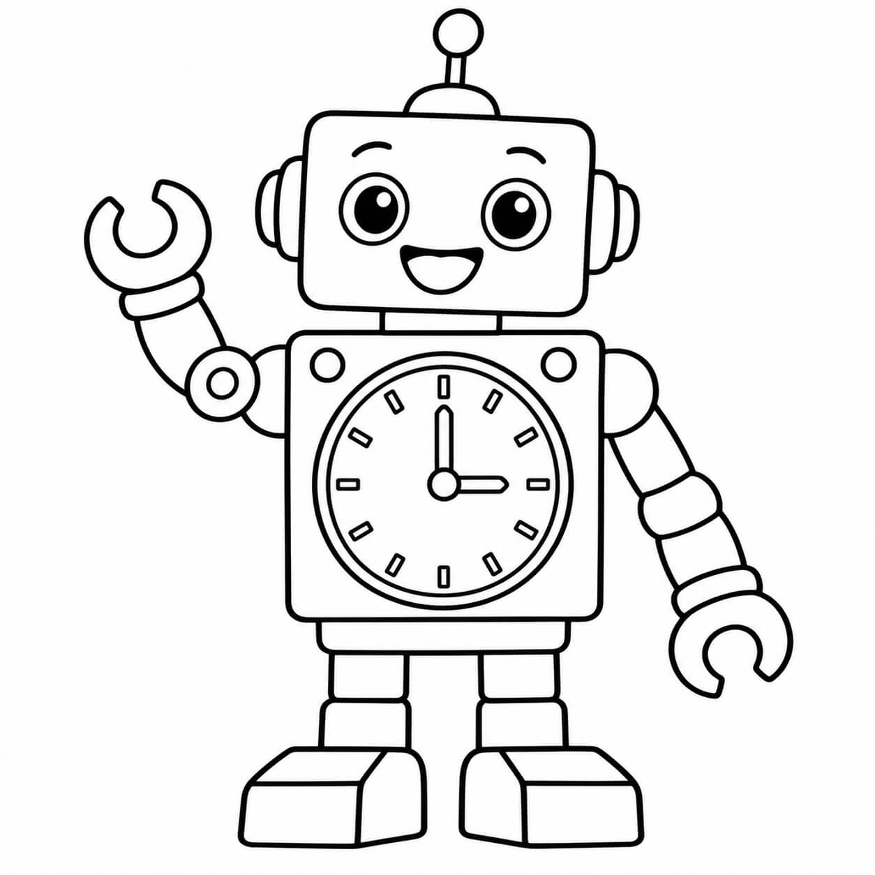 Roboter mit uhr ausmalbild zum Ausmalen