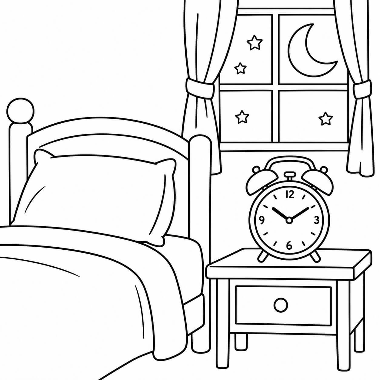 Uhr im schlafzimmer ausmalbild zum Ausmalen