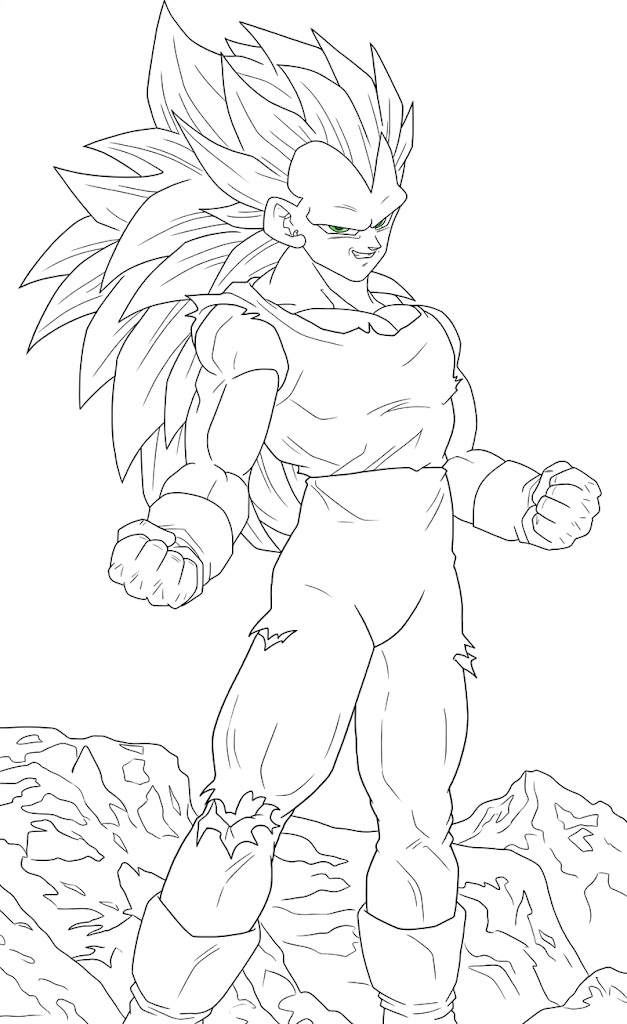 Vegeta super saiyajin 3 ausmalbild zum Ausmalen