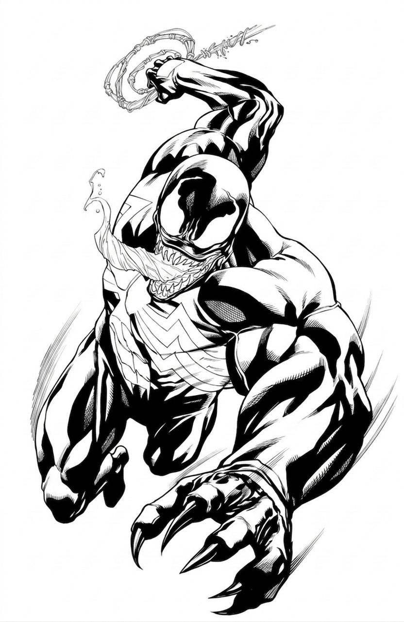 Venom im angriff ausmalbild zum Ausmalen