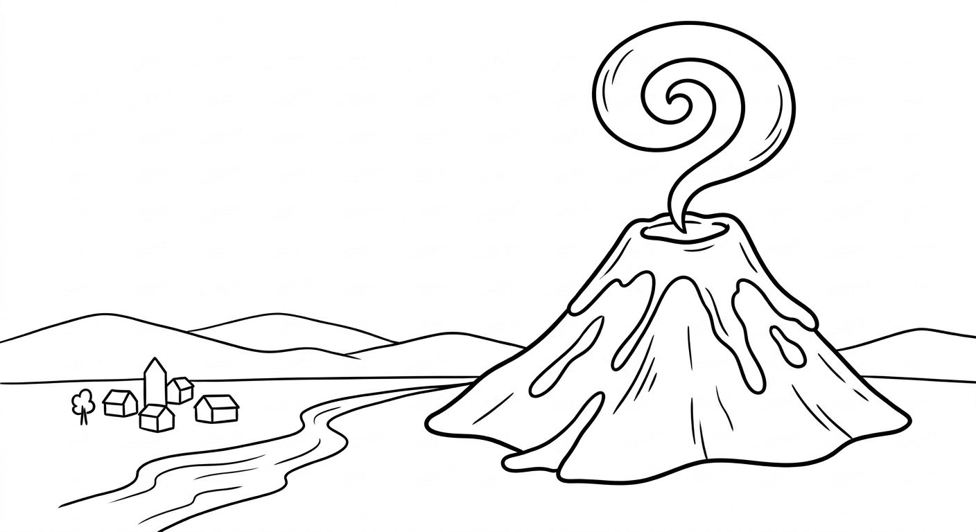 Einfacher vulkan ausmalbild zum Ausmalen