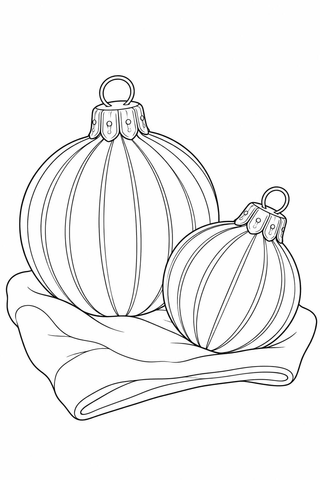 Gerippte weihnachtskugeln realistisch ausmalbild zum Ausmalen