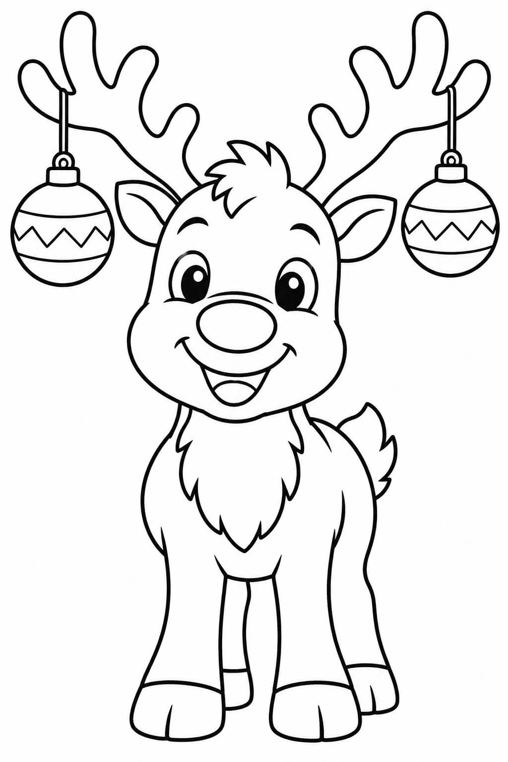 Rentier mit weihnachtskugel ausmalbild zum Ausmalen