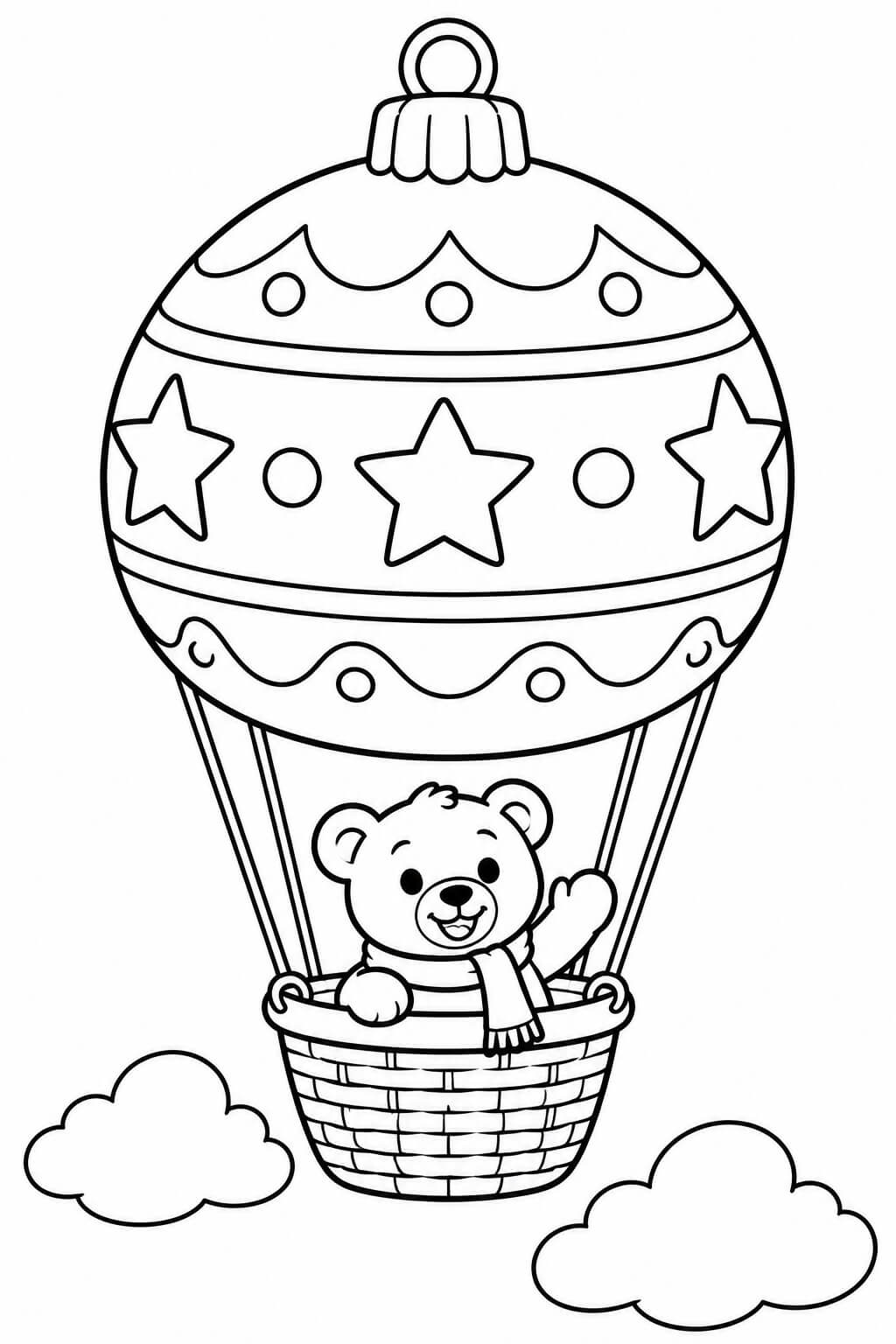 Weihnachtskugel als heissluftballon ausmalbild zum Ausmalen