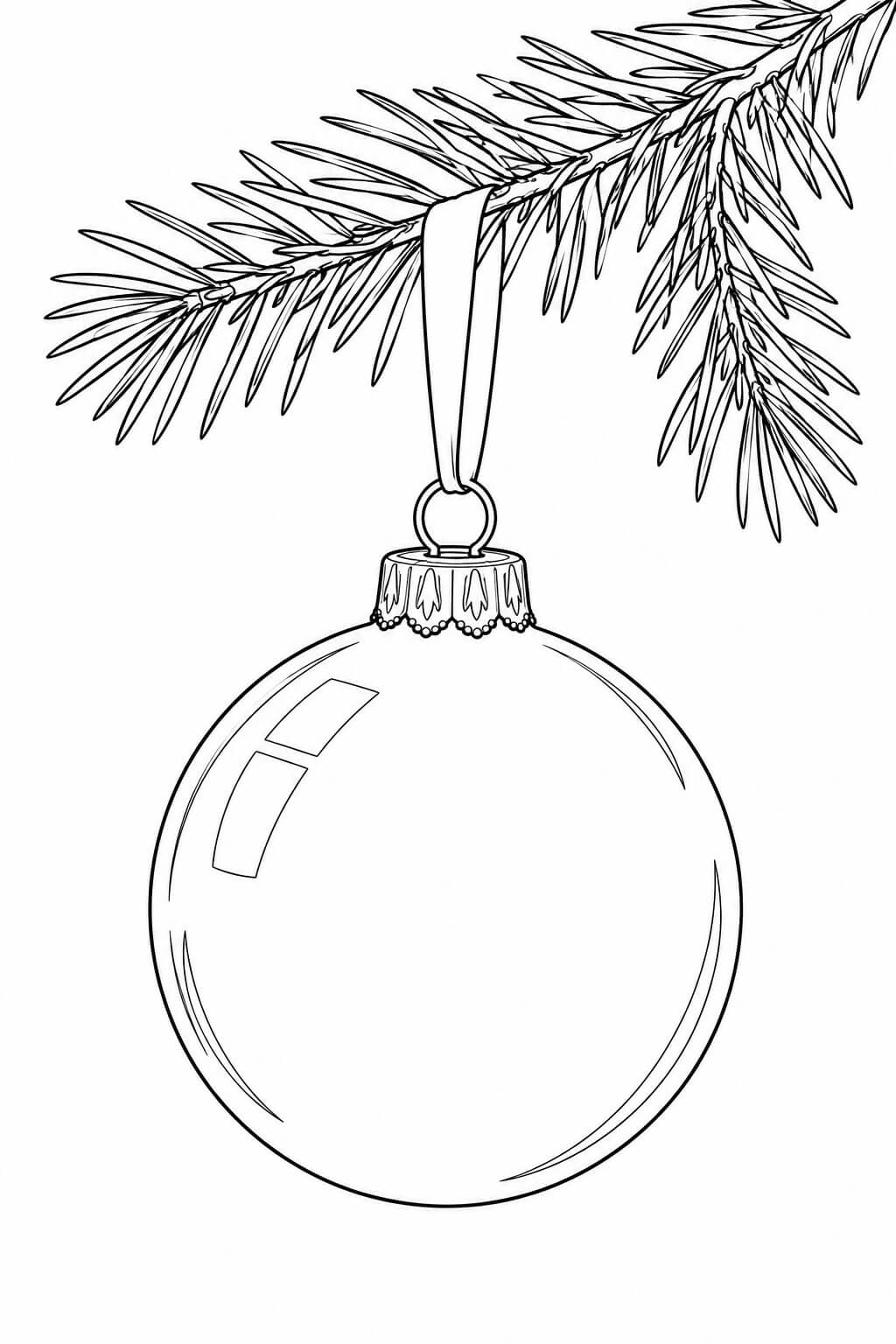 Weihnachtskugel aus glas realistisch ausmalbild zum Ausmalen