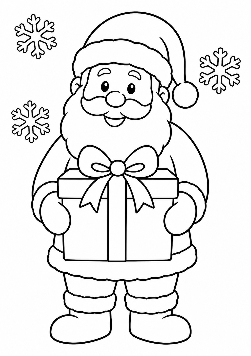 Weihnachtsmann mit grossem geschenk ausmalbild zum Ausmalen