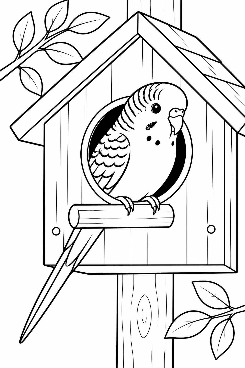 Wellensittich im vogelhaus ausmalbild zum Ausmalen