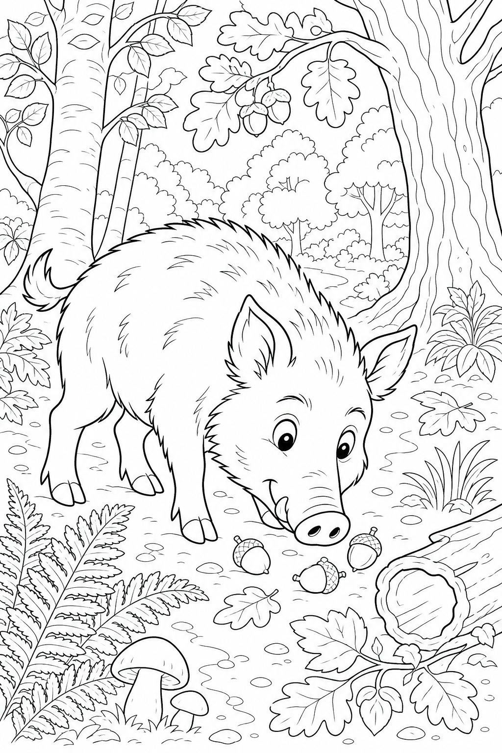 Wildschwein im wald ausmalbild zum Ausmalen