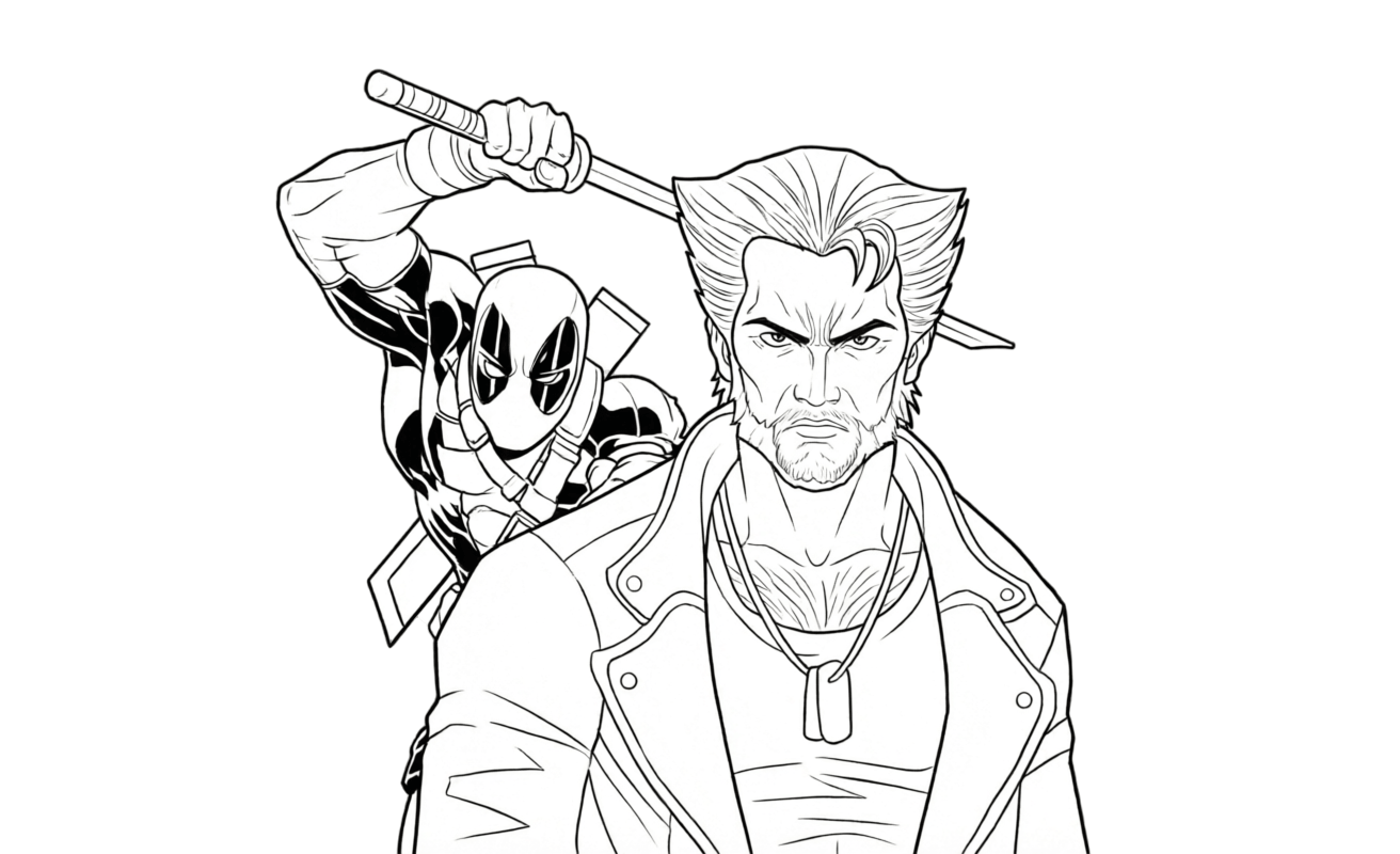Wolverine und deadpool ausmalbild zum Ausmalen